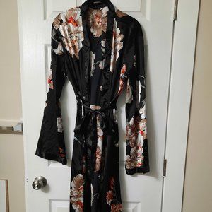 Long Black Satin Robe